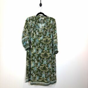 Natural Life Small Dara green floral print v-neck bohemian dress